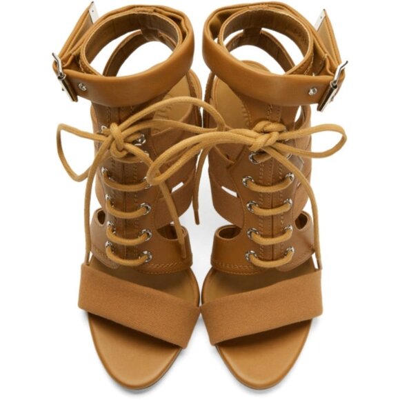 Chloe Brown Lace-Up Heeled Sandals - 39.5 - Picture 2 of 9